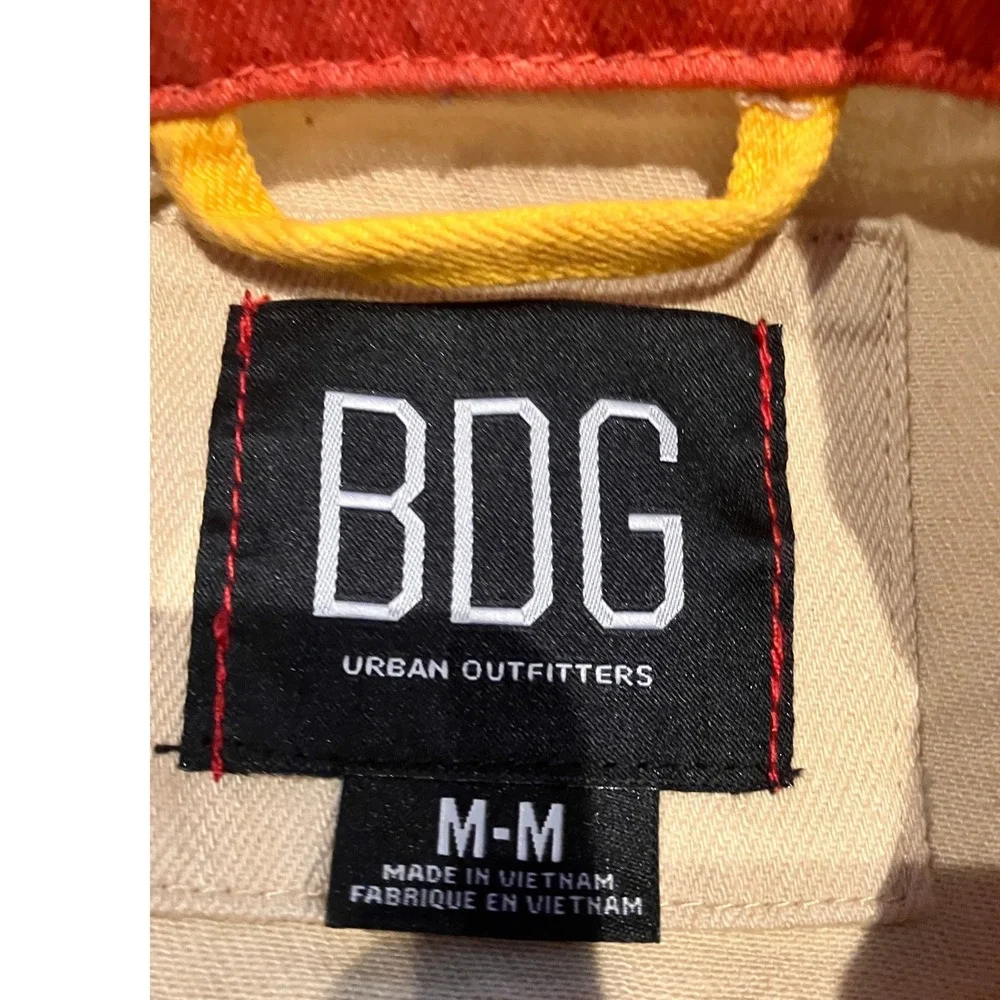 BDG Urban Outfitters‎ Mens Med Colorblock Denim Trucker Jacket Green Yellow Red